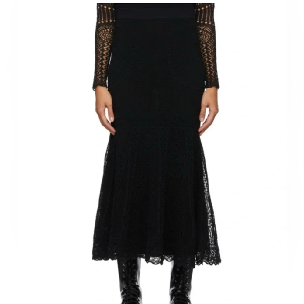 BNWT Alexander McQueen Black Patchwork Lace Midi Skirt, size S - Picture 11 of 12